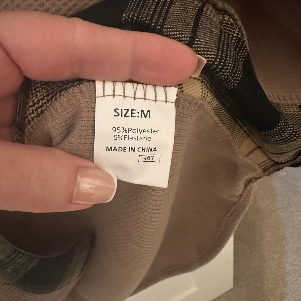 Plaid tan Button-Up Shacket jacket long sleeve waffle knit brand new never worn - Picture 3 of 4